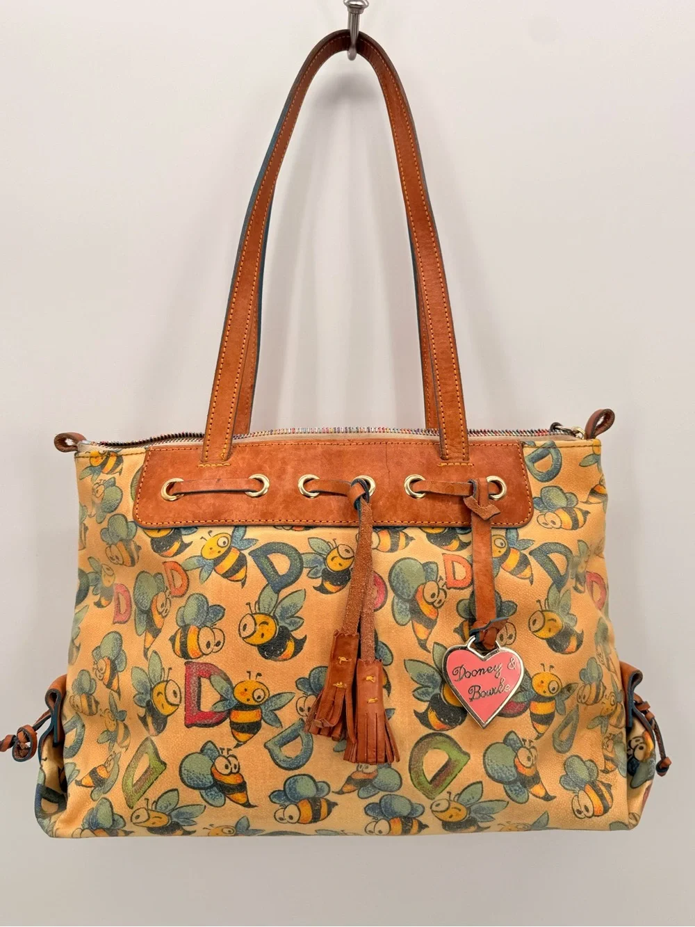 DOONEY & BOURKE Vintage Y2K Bumble Bee Print Canvas Tote Bag